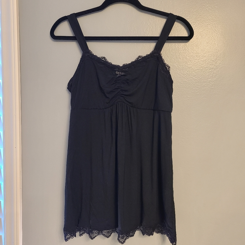 Soma Black Cool Nights Lace Hem Cami Size M NWT